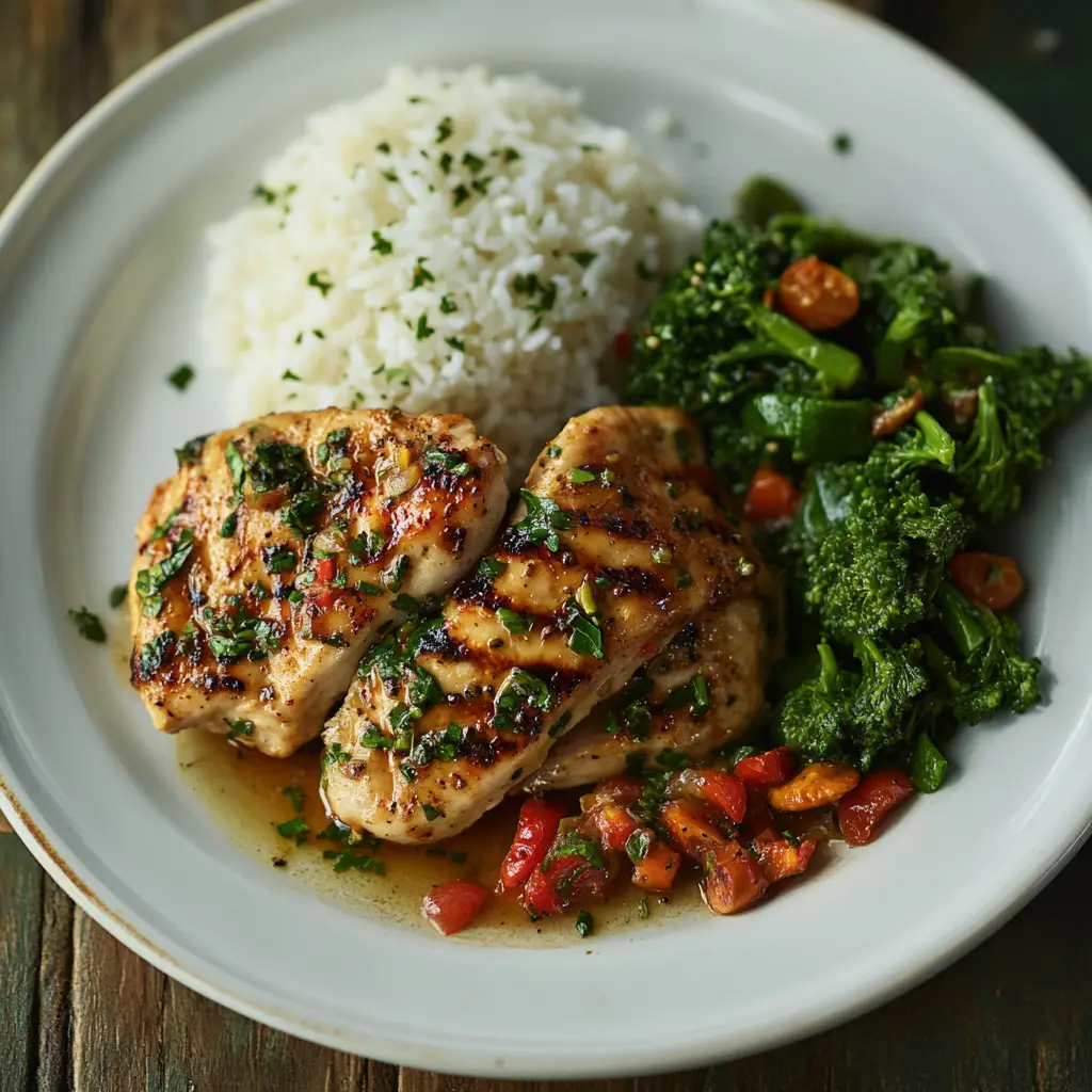 Assiette equilibre epinard riz poulet