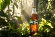 Bouteille de coca dans une foret