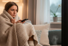 Fille qui a froid chez elle